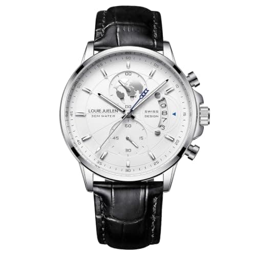 Silver-Dial Leather-Strap Watch