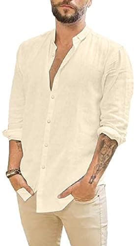 Beige linen-blend shirt