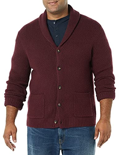 Burgundy Ribbed Shawl Cardigan