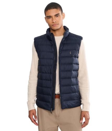 Navy packable down vest