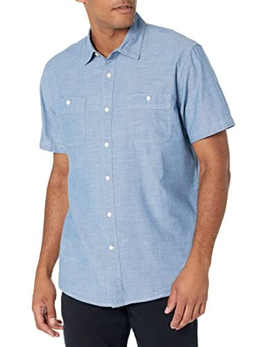 Medium-blue short-sleeve chambray shirt