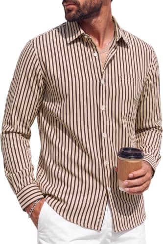 Brown and Cream Striped Shirt