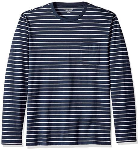 Navy-and-light-gray striped long-sleeve tee