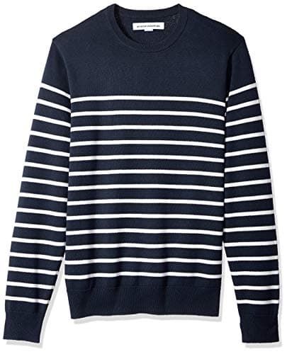 Navy-and-white cotton cable stripe sweater