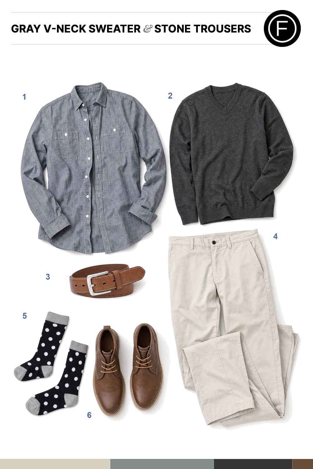 Bradley Cooper’s Gray V-Neck Sweater & Stone Trousers Outfit