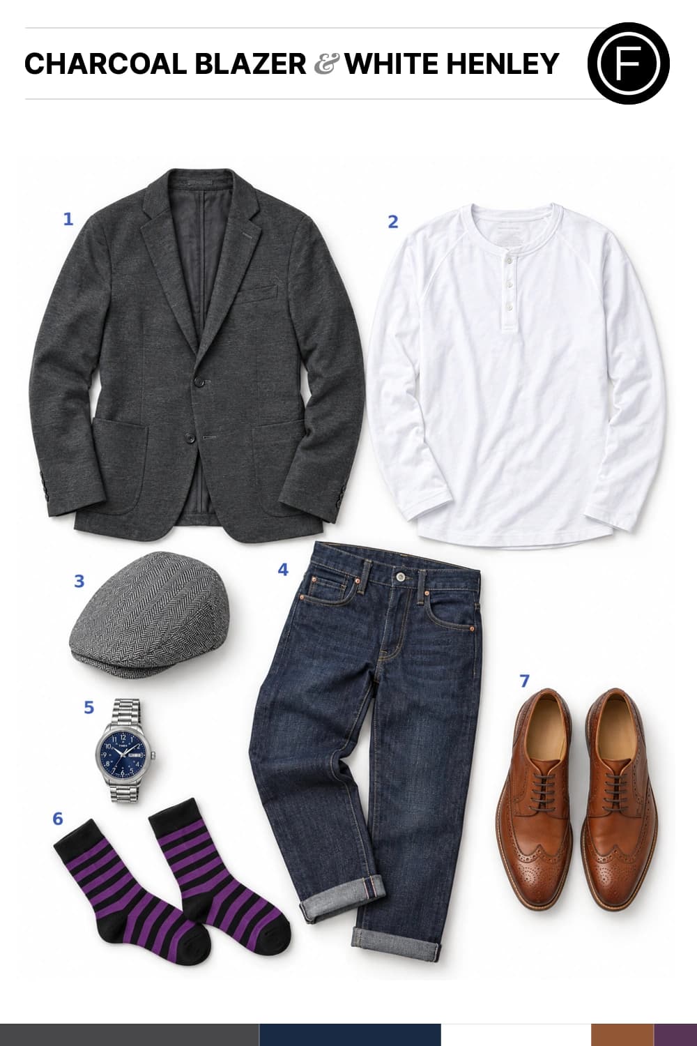 Daniel Craig’s Charcoal Blazer & White Henley Outfit