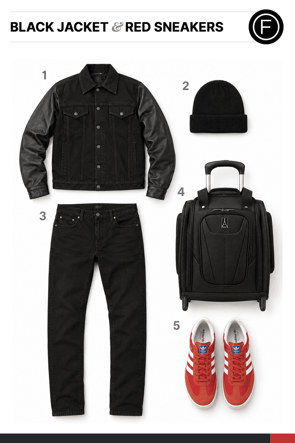 David Beckham’s Black Jacket & Red Sneakers Outfit