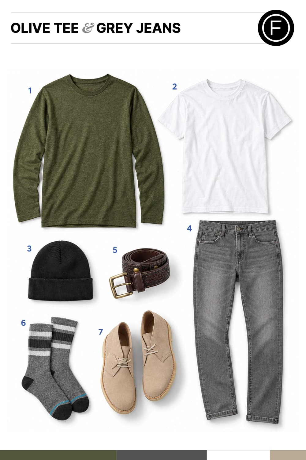 David Beckham’s Olive Tee & Grey Jeans Outfit