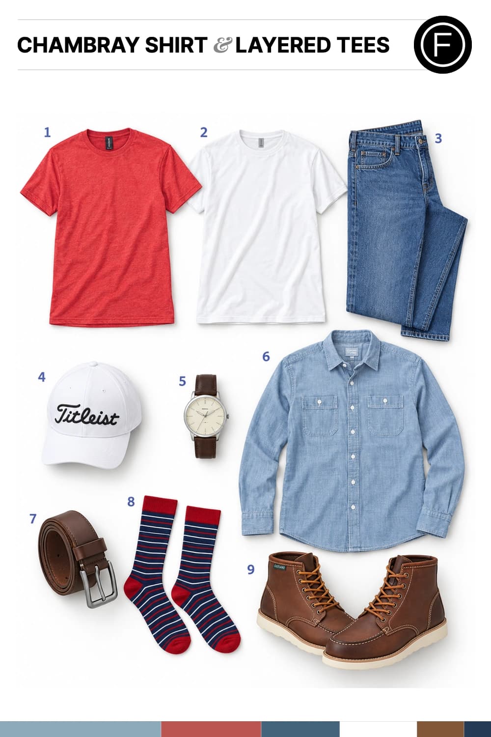 Chace Crawford’s Chambray Shirt & Layered Tees Outfit