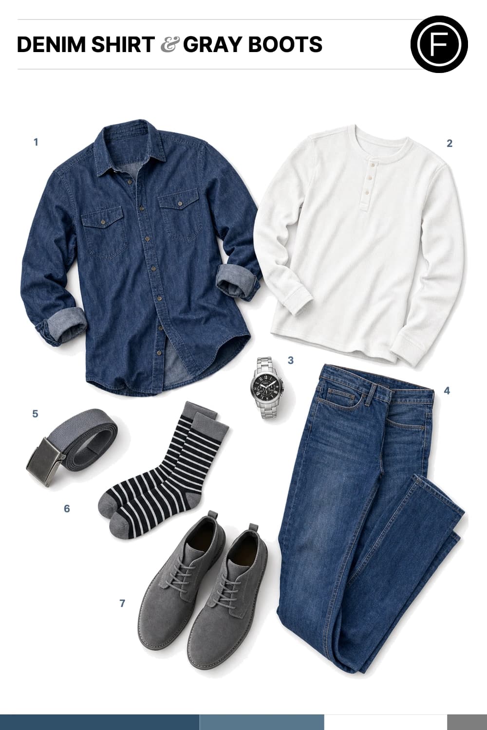 Gary Barlow’s Denim Shirt & Gray Boots Outfit