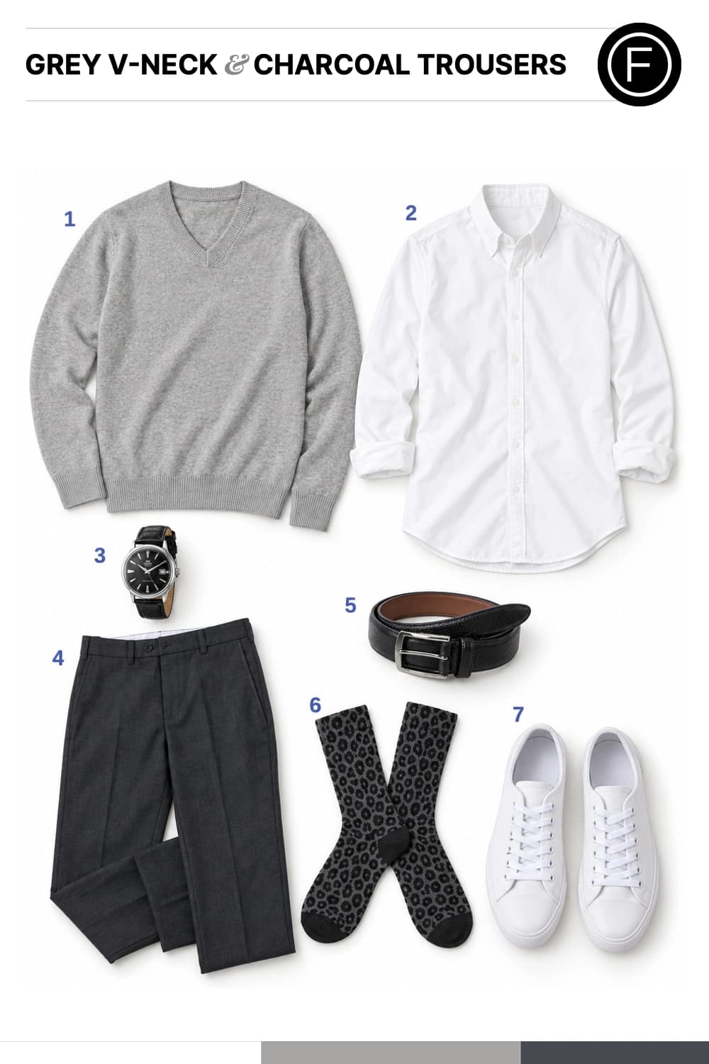 Jake Gyllenhaal’s Grey V-Neck & Charcoal Trousers Outfit