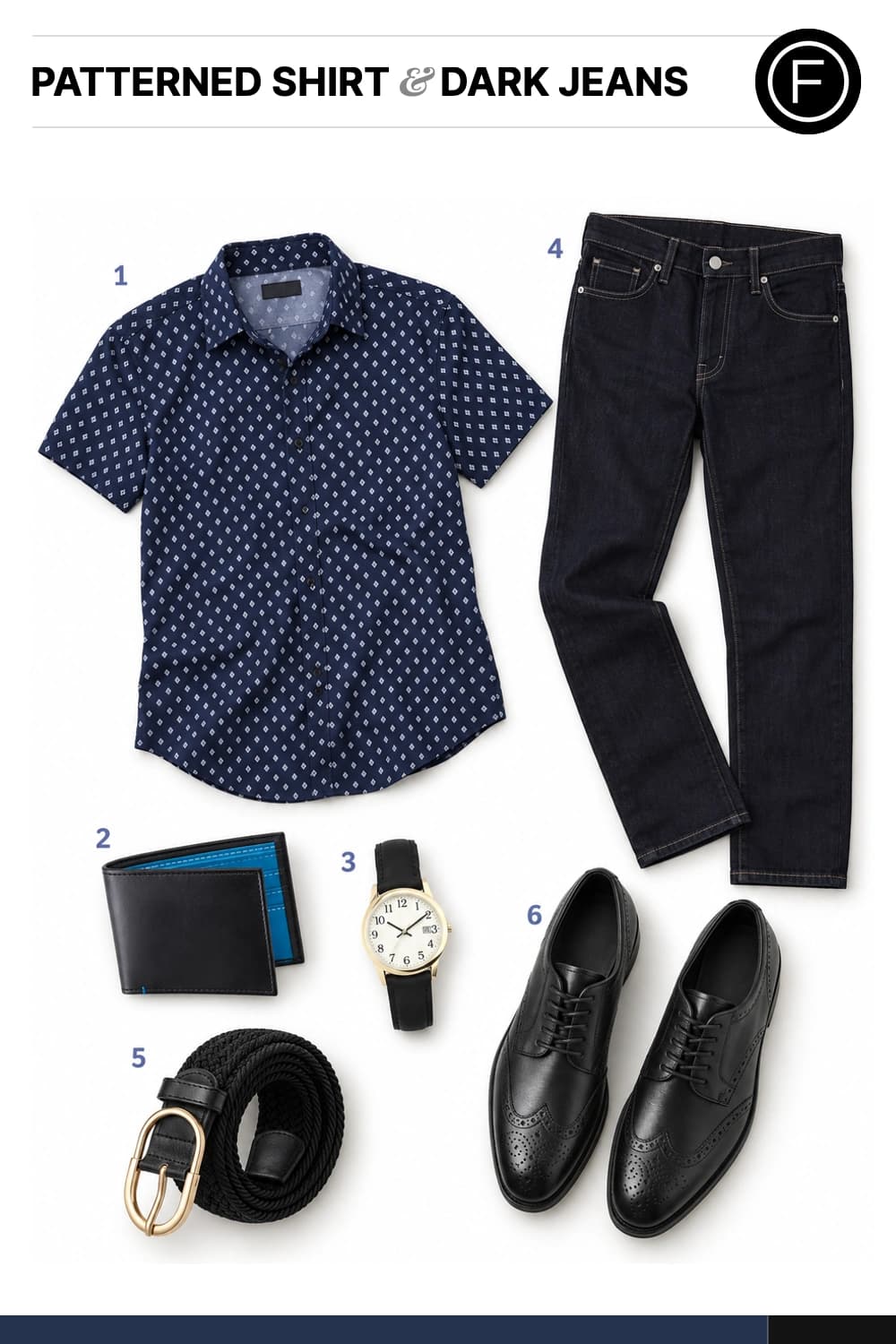 Josh Bowman’s Patterned Shirt & Dark Jeans Outfit