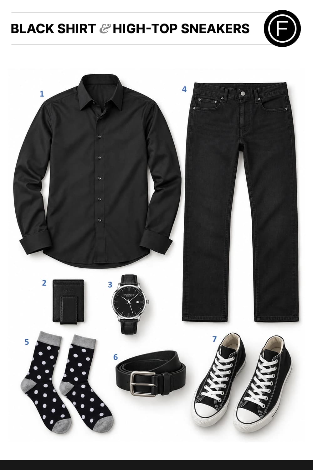 Liam Hemsworth’s Black Shirt & High-Top Sneakers Outfit