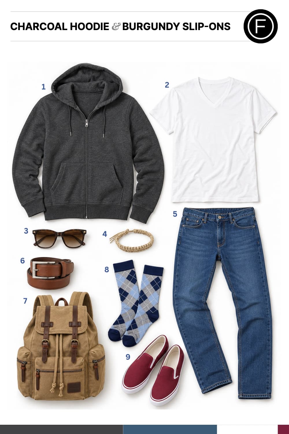Liam Hemsworth’s Charcoal Hoodie & Burgundy Slip-Ons Outfit