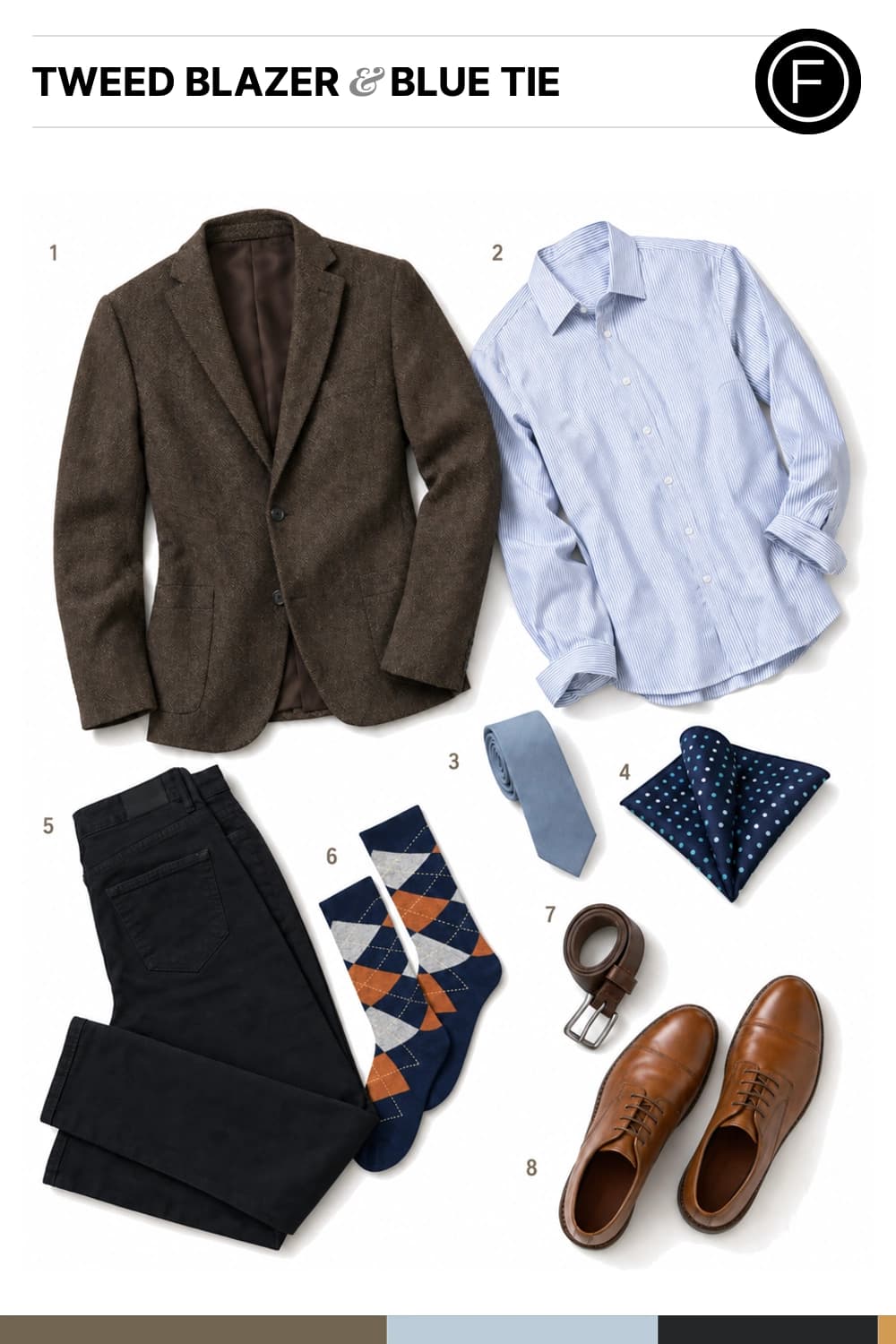 Matt Bomer’s Tweed Blazer & Blue Tie Outfit