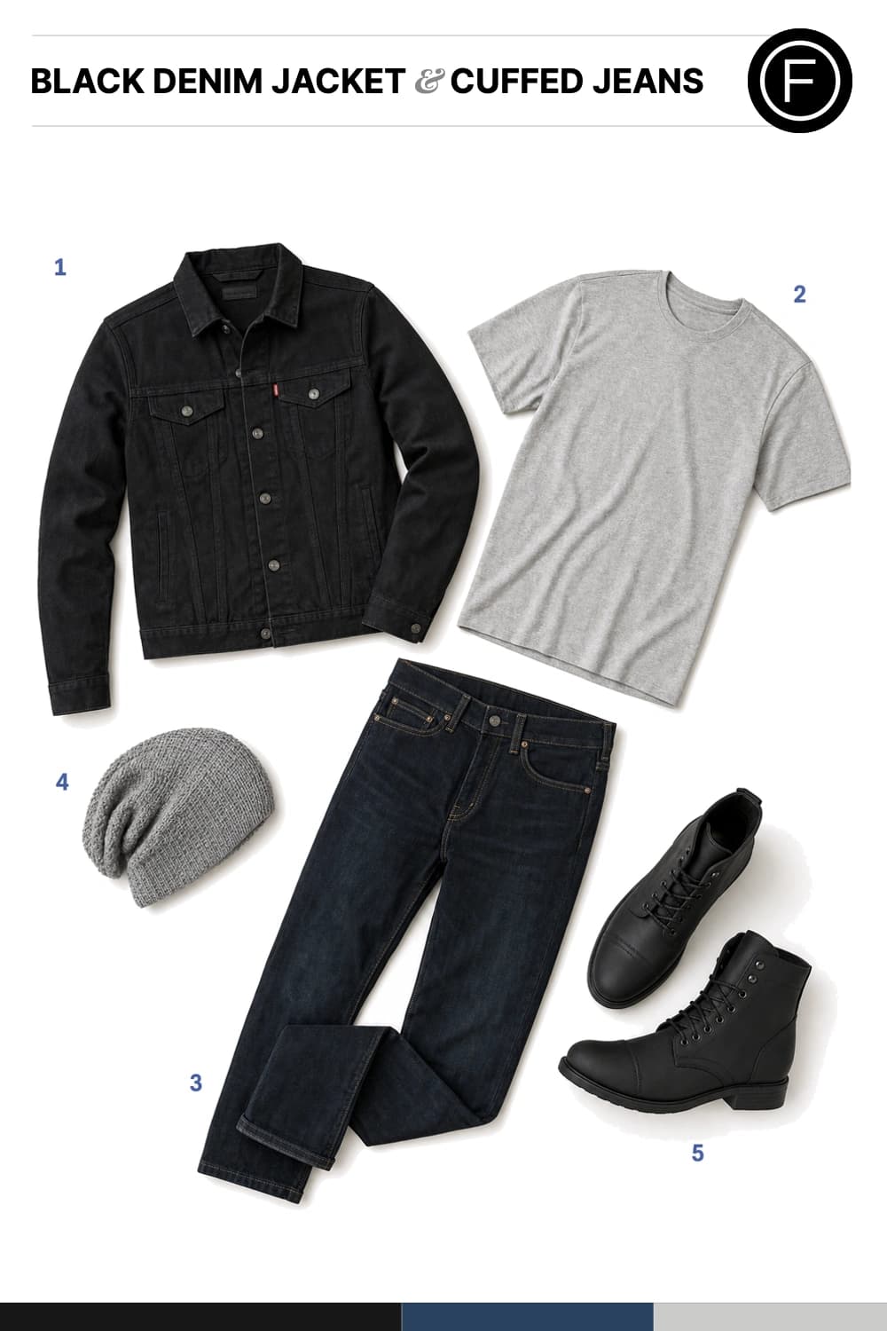 Paul Wesley’s Black Denim Jacket & Cuffed Jeans Outfit