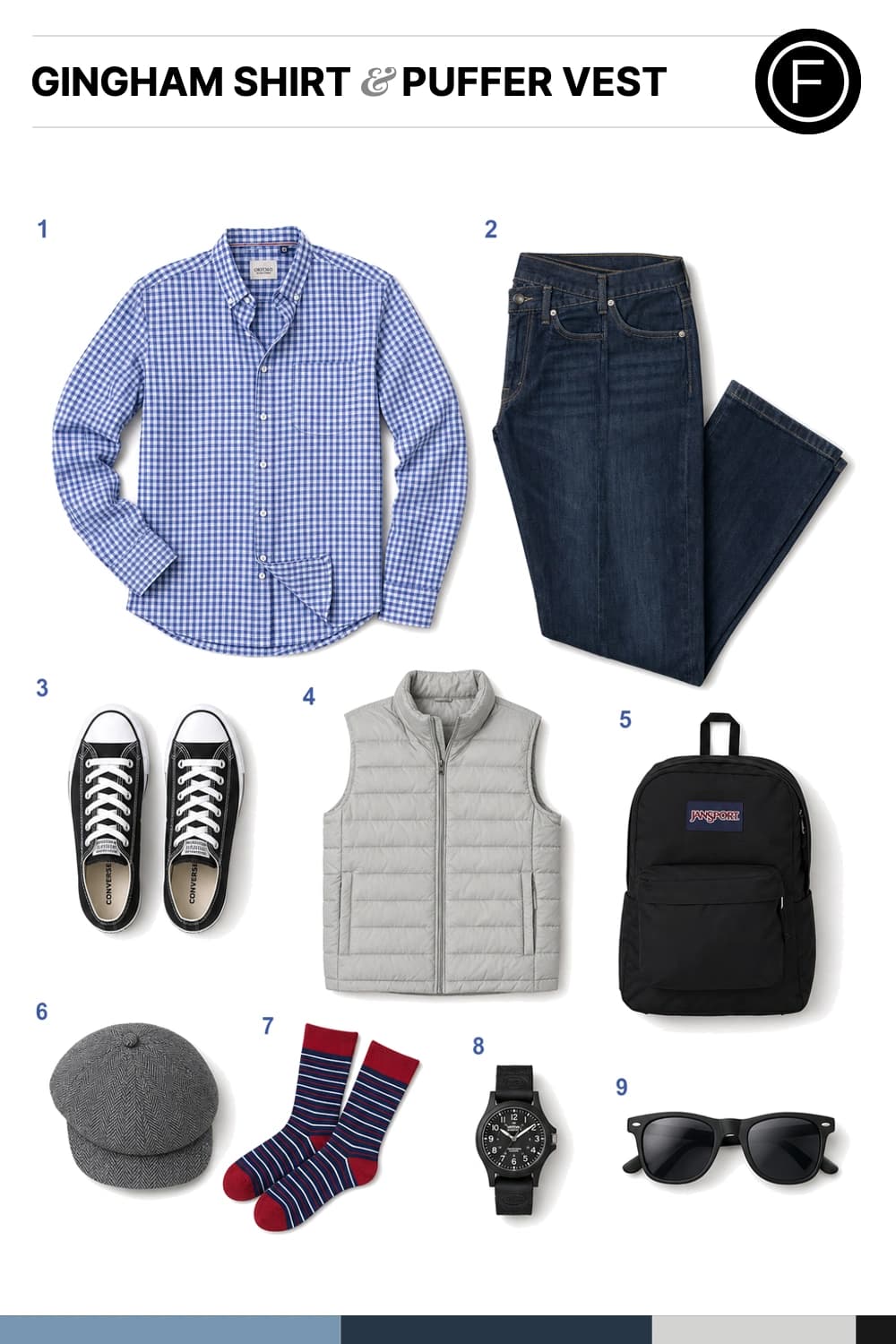 Ryan Reynolds’s Gingham Shirt & Puffer Vest Outfit