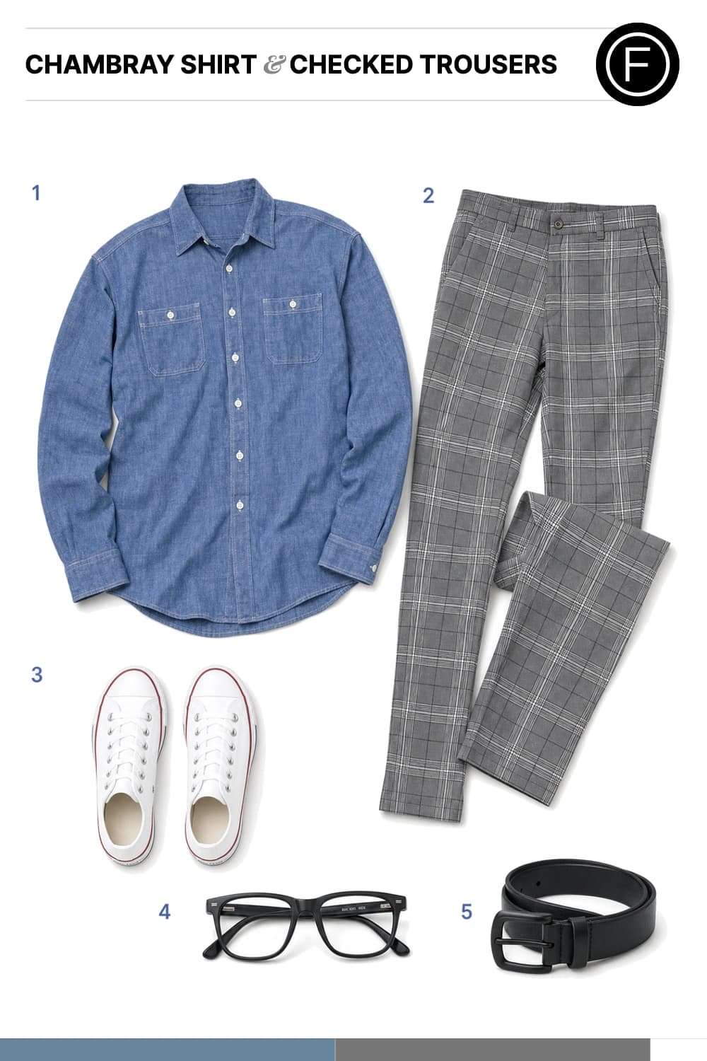 Ryan Reynolds’s Chambray Shirt & Checked Trousers Outfit