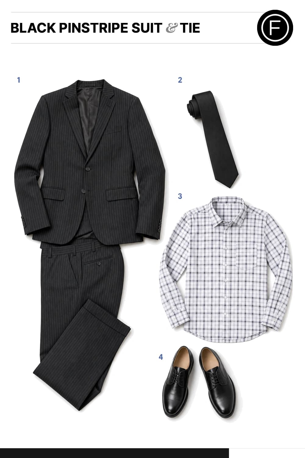 Zac Efron’s Black Pinstripe Suit & Tie Outfit