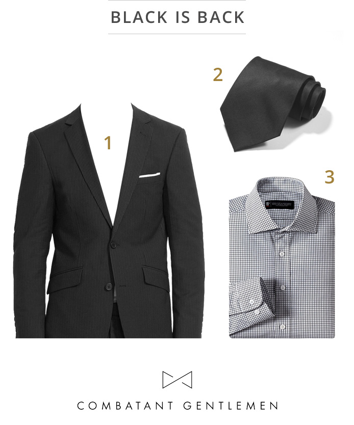 Zac Efron’s Black Suit Black Tie Look