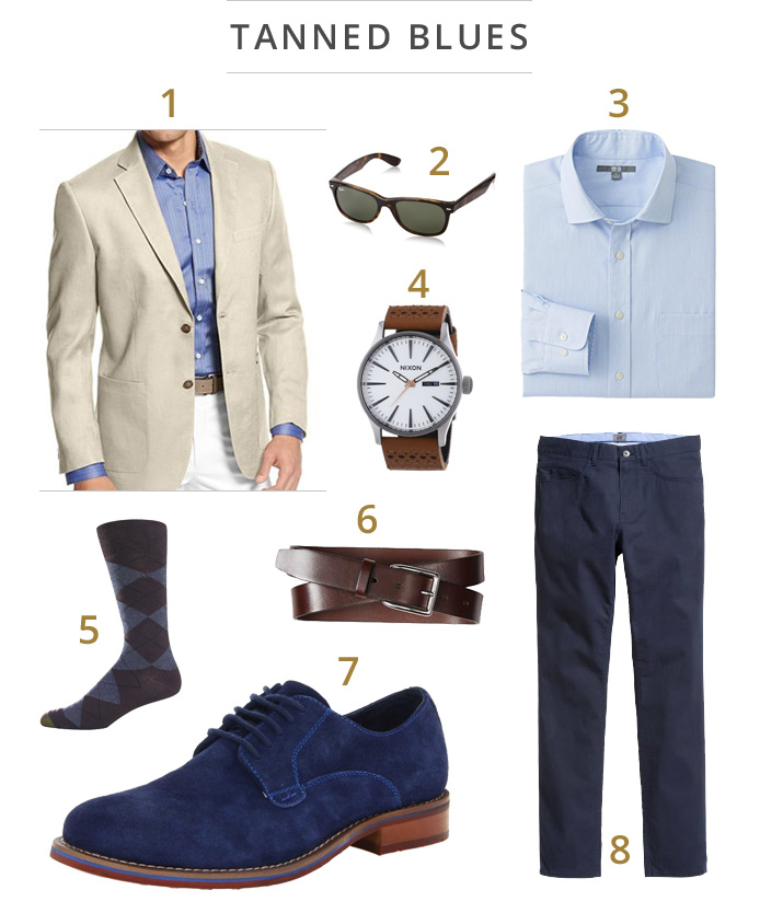 Justin Timberlake’s Tan and Blue Combo