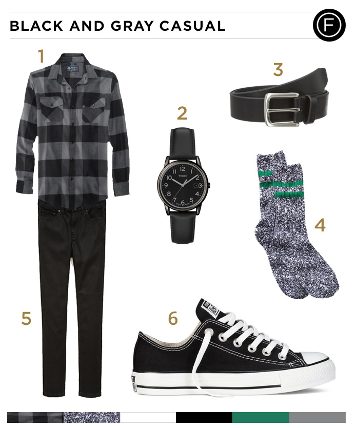 Theo James Black and Gray Casual Look