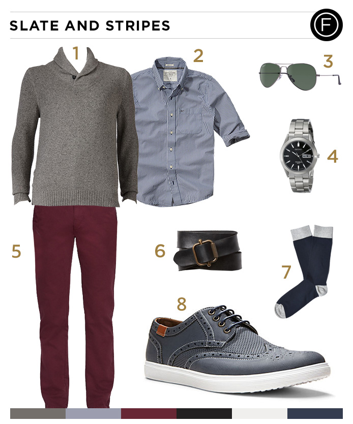 Ben Affleck’s Slate and Stripes Outfit